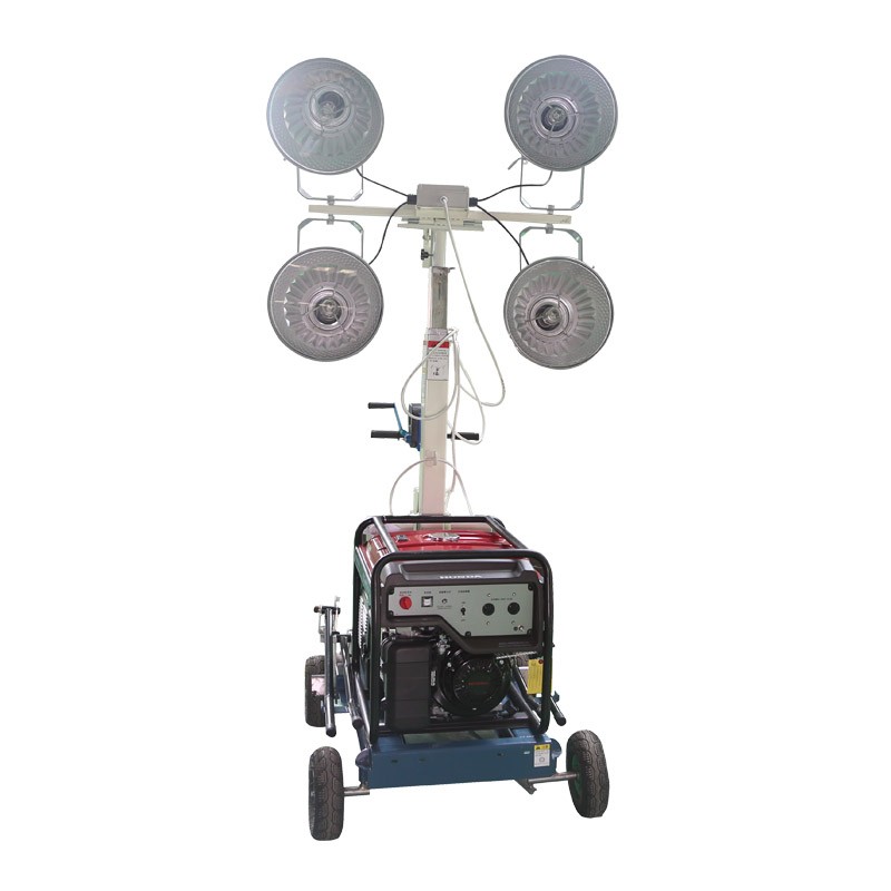 Hand push and hand lift mobile lighting tower with 4*400W LED lifting