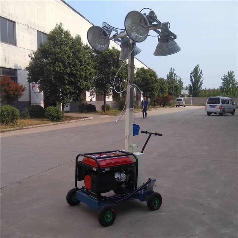 Hand push and hand lift mobile lighting tower with 4*400W LED lifting