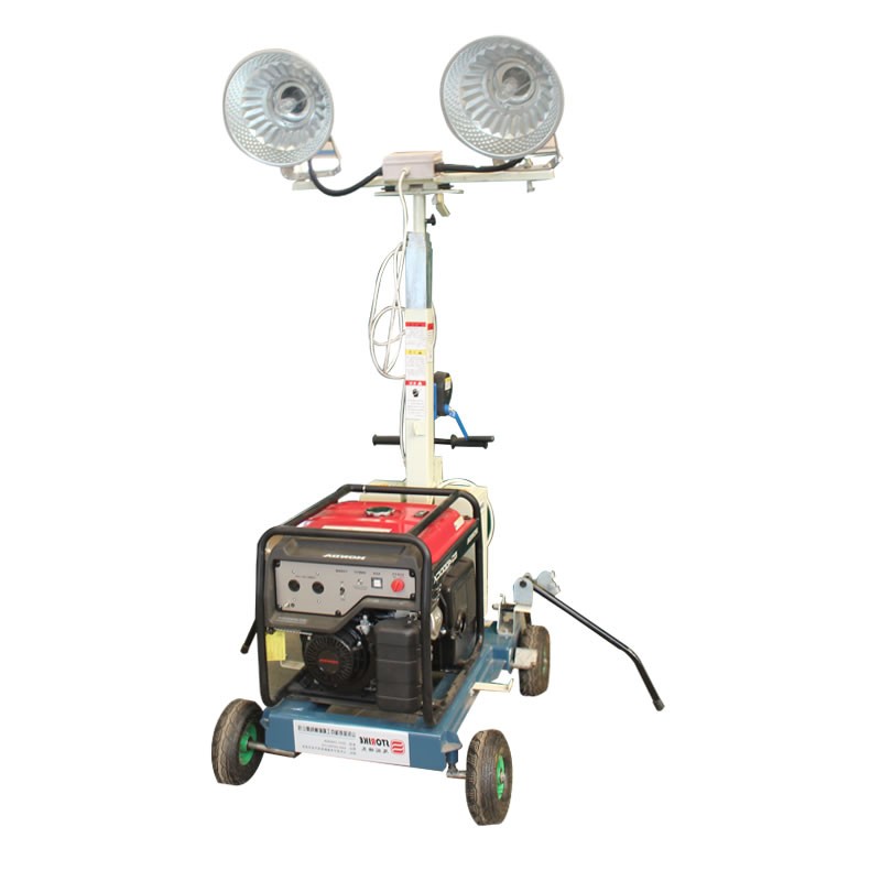 Hand push and hand lift mobile lighting tower with 2*1000W LED lifting
